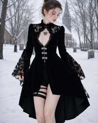 Deep-Neck Empty Flare Mini Garment