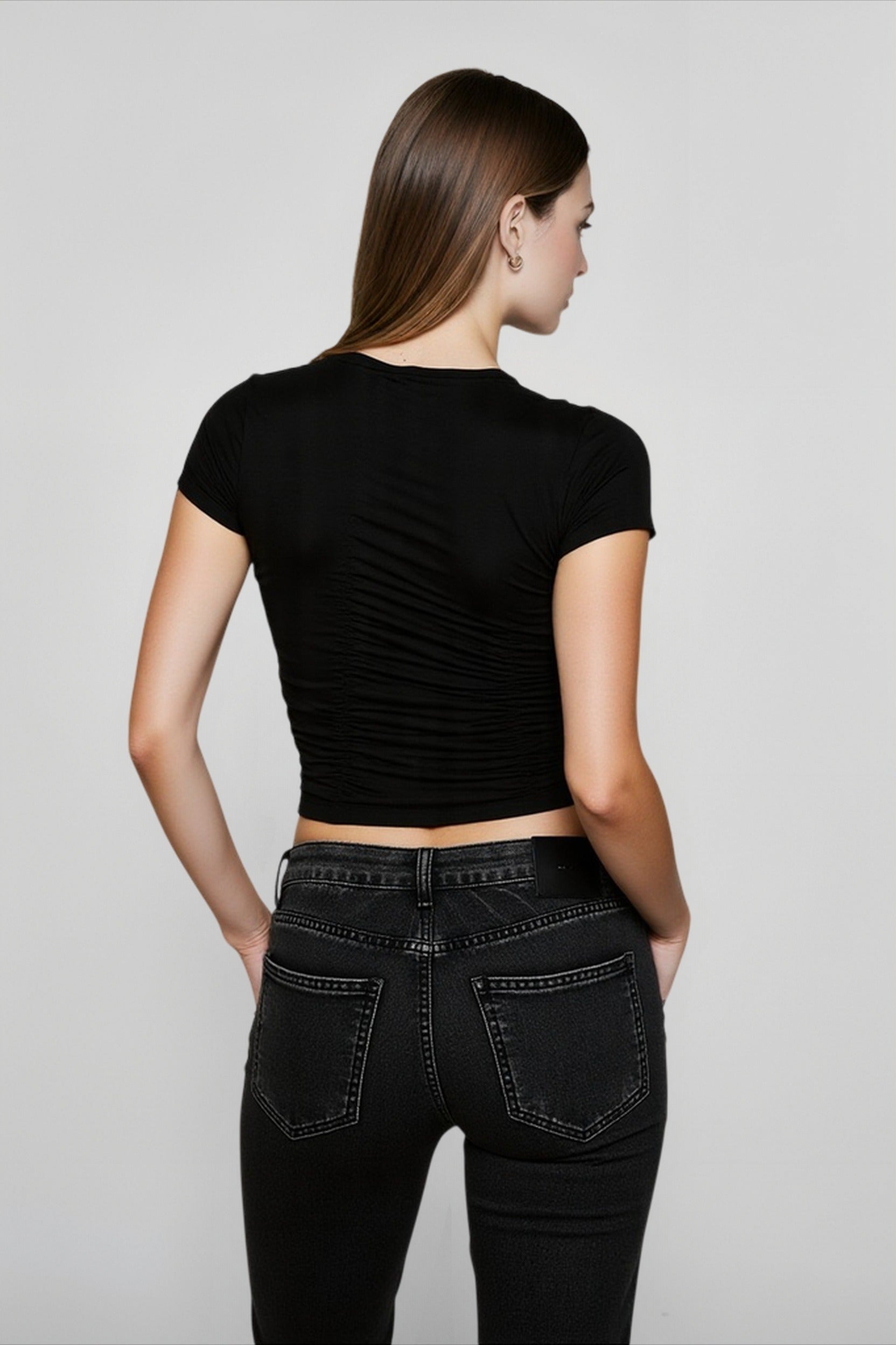 Shirred Crop Fitted T-shirts