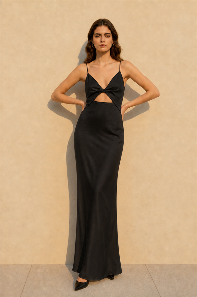 V-Neck Strappy Hollow Slit Sexy Maxi Dress