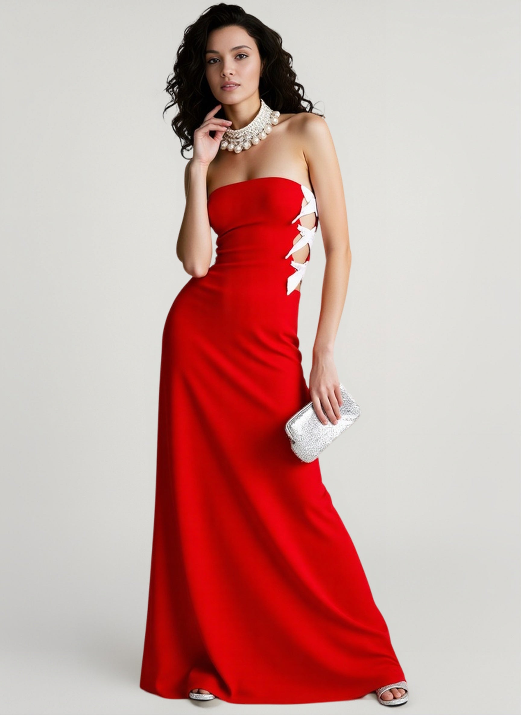 Off Shoulder Hollow Bow Mermaid Bandage Formal Dress