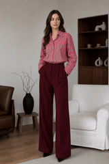 Red Striped Long Sleeve Distinctive British Blouse