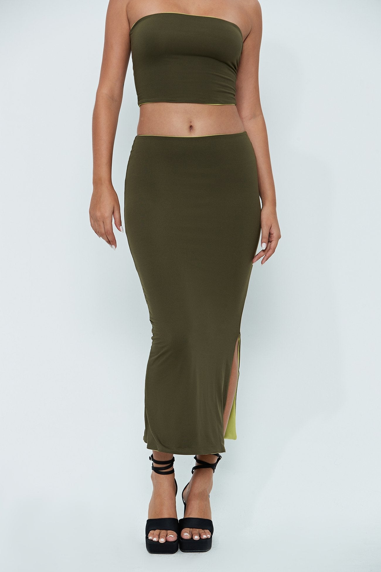 Reversible Split Hem Maxi Skirt