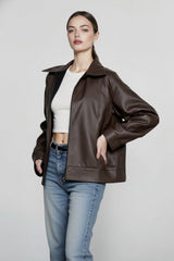 Relaxed Fit Motorcycle Style Jacket