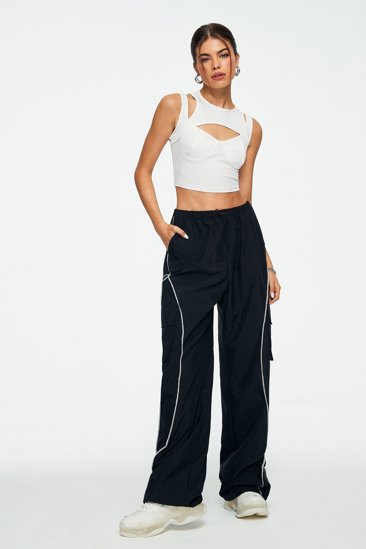 2 in 1 Cut Out Sleeveless Ribbed Tank Top