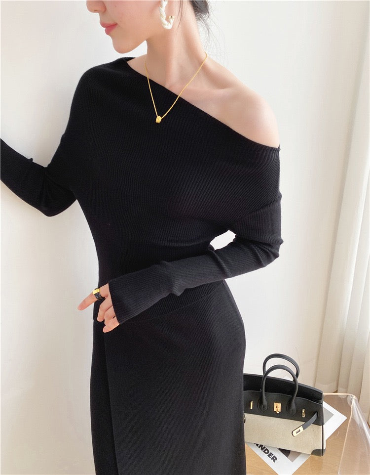 Caramel Slit Maxi Knit Set