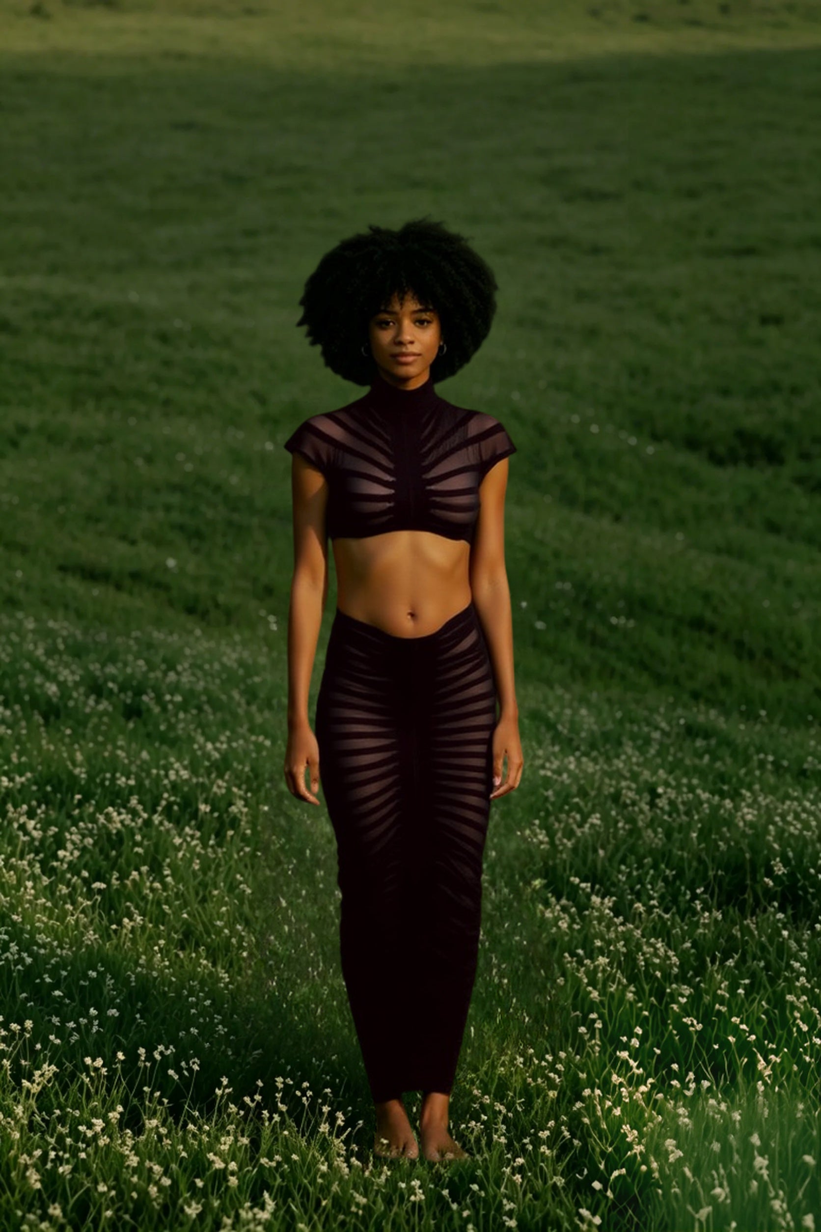 Knitted Crop Top Hollow Out Design Two Piece Shorts Set