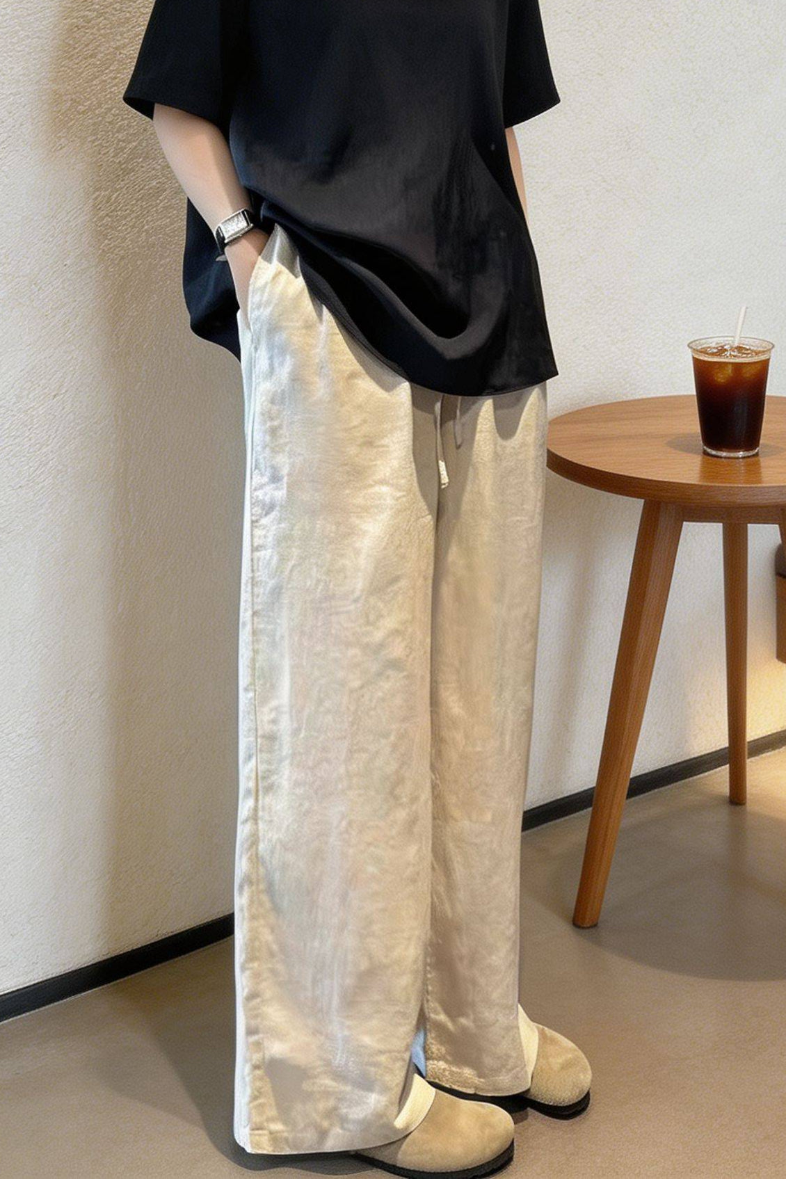 Breezy Linen Blend Straight Leg Casual Pants