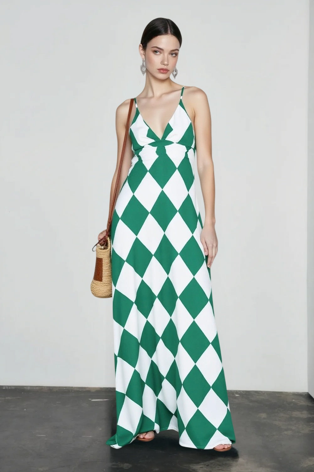 Bohemian Print V Neck Cami Slit Vacation Dress