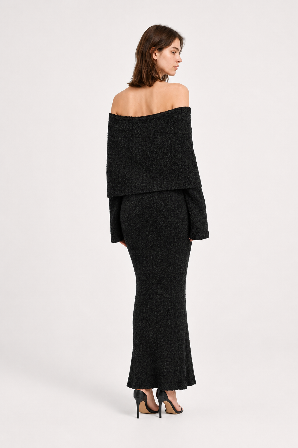 Off Shoulder One Shoulder Knit Sweater Dress
