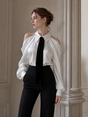 Professional Chic Collared Long Sleeve Blouse