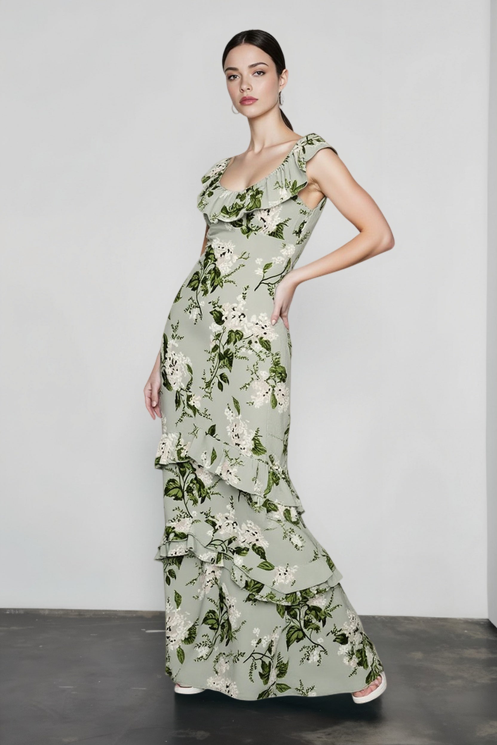 Elegant Ruffle Floral Dress