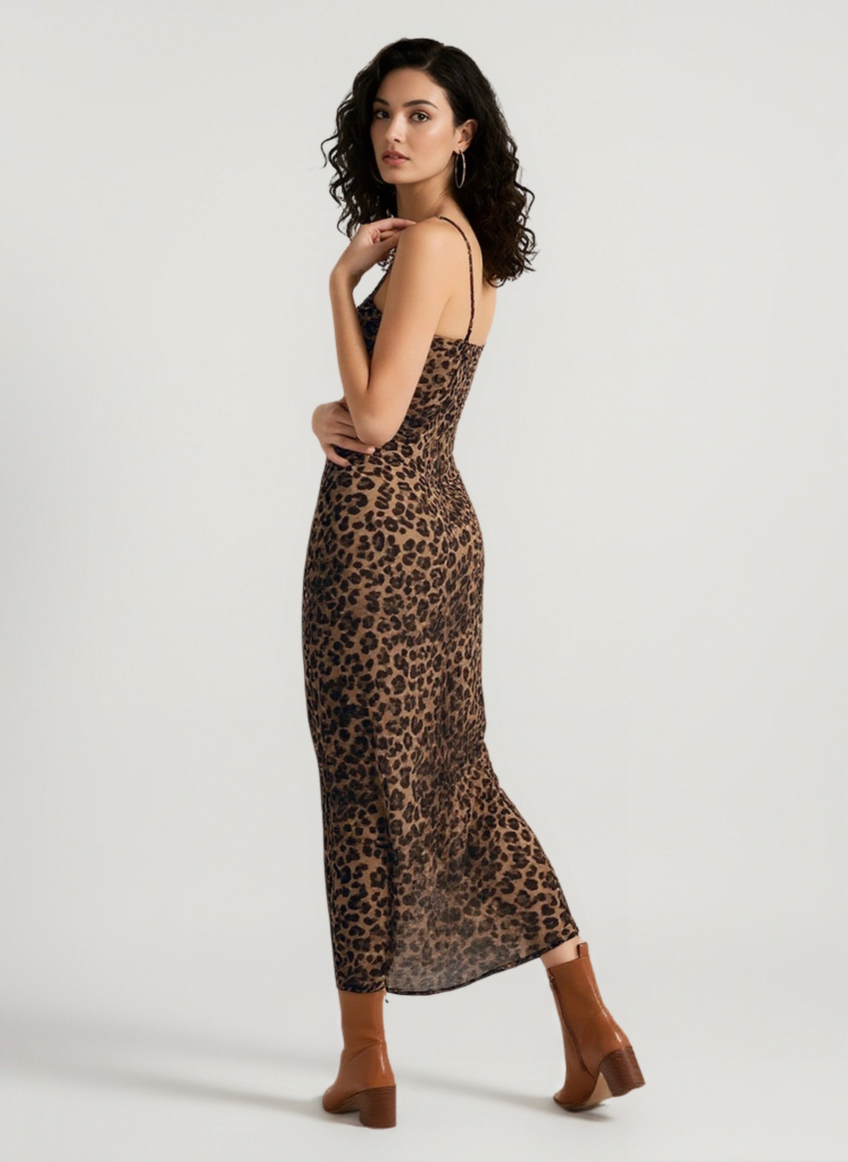 Animal Print Cami Backless Silk Dress