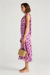 Vintage Polka Dot Halter V-neck Maxi Dress