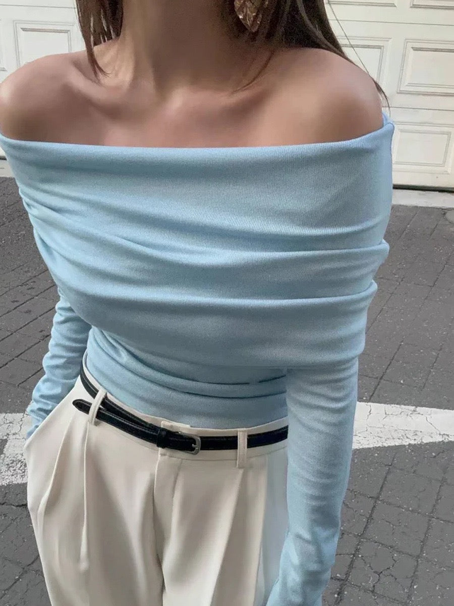 Wool-Blend Elegant Ruched Slim Sweater