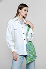 Linen Blend Embroidered Blouse
