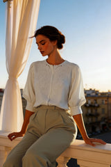 Unique Embroidered Sheer Blouse