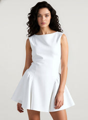 Solid Sleeveless Sexy Backless Mini Dress