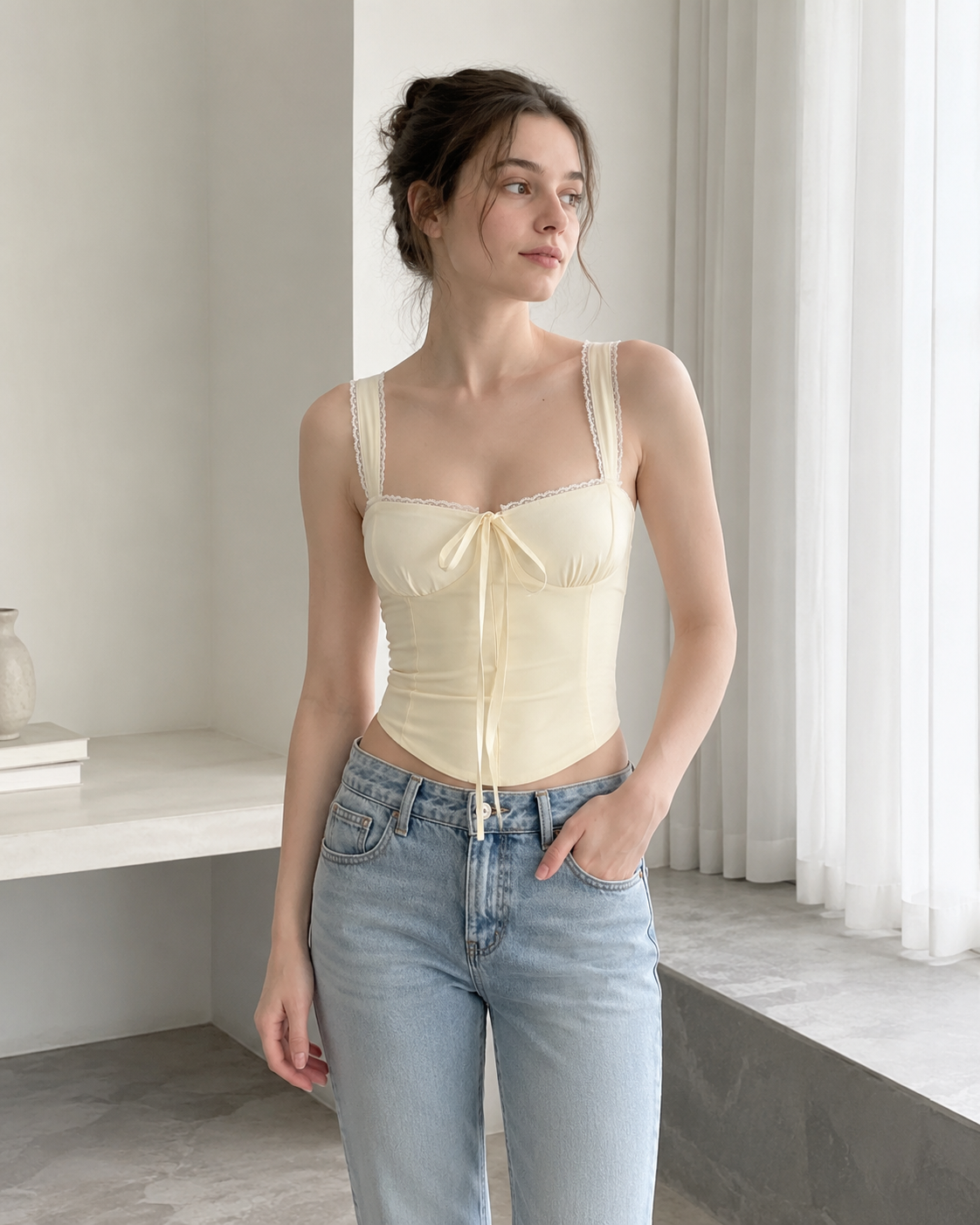 Elegant Sexy Versatile Lace Trim Cami Top