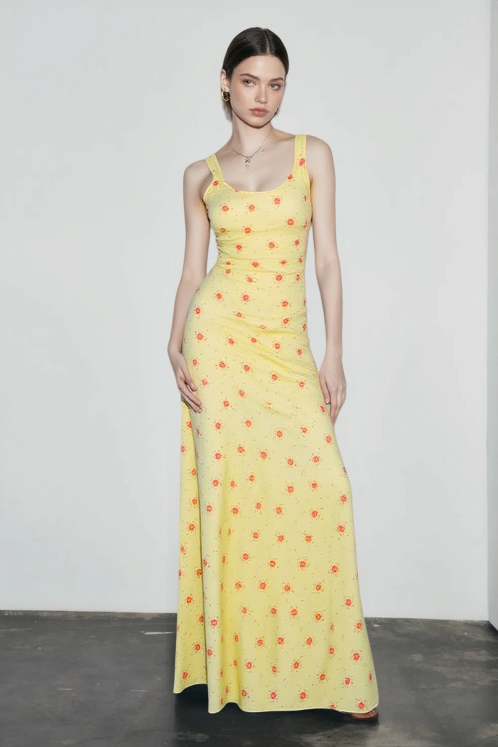 Floral Print Cami Mermaid Hem Maxi Vacation Dress