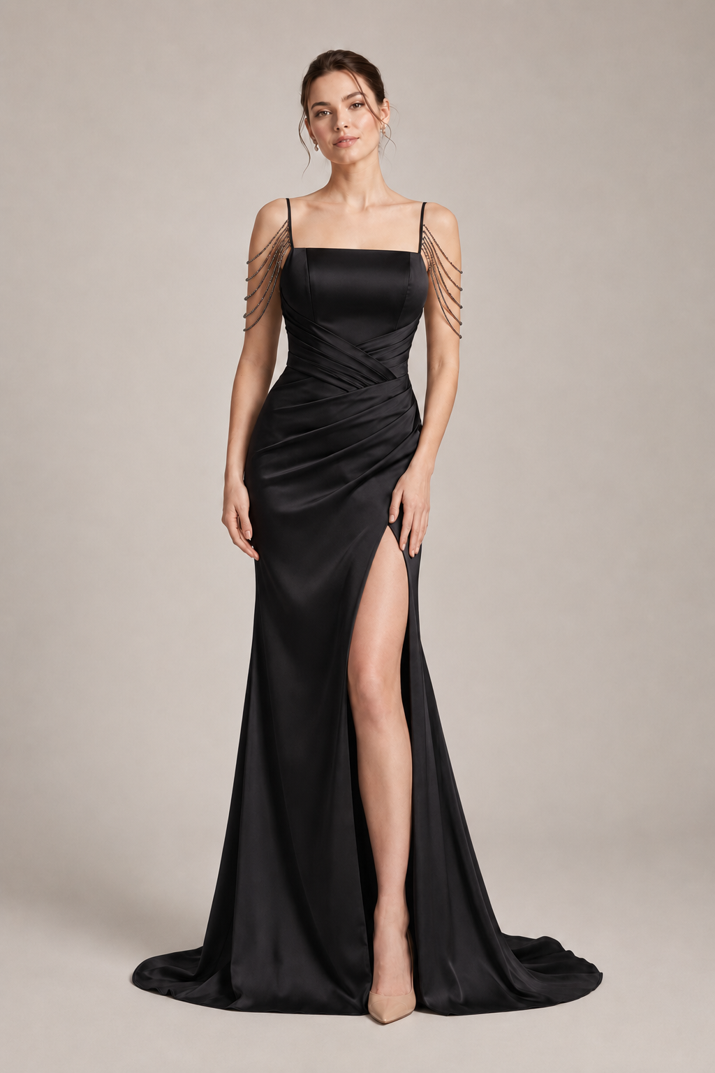 Satin Spaghetti Strap Mermaid Party Dress
