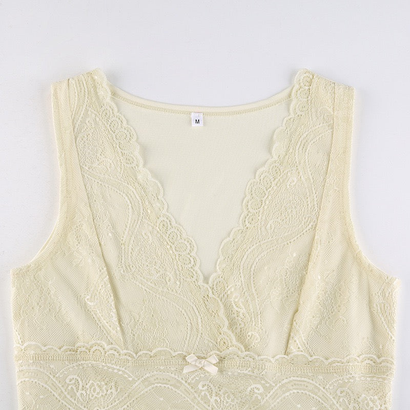 V-Neck Lace Tank Top