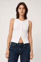 Round Neck Sleeveless Knit Top