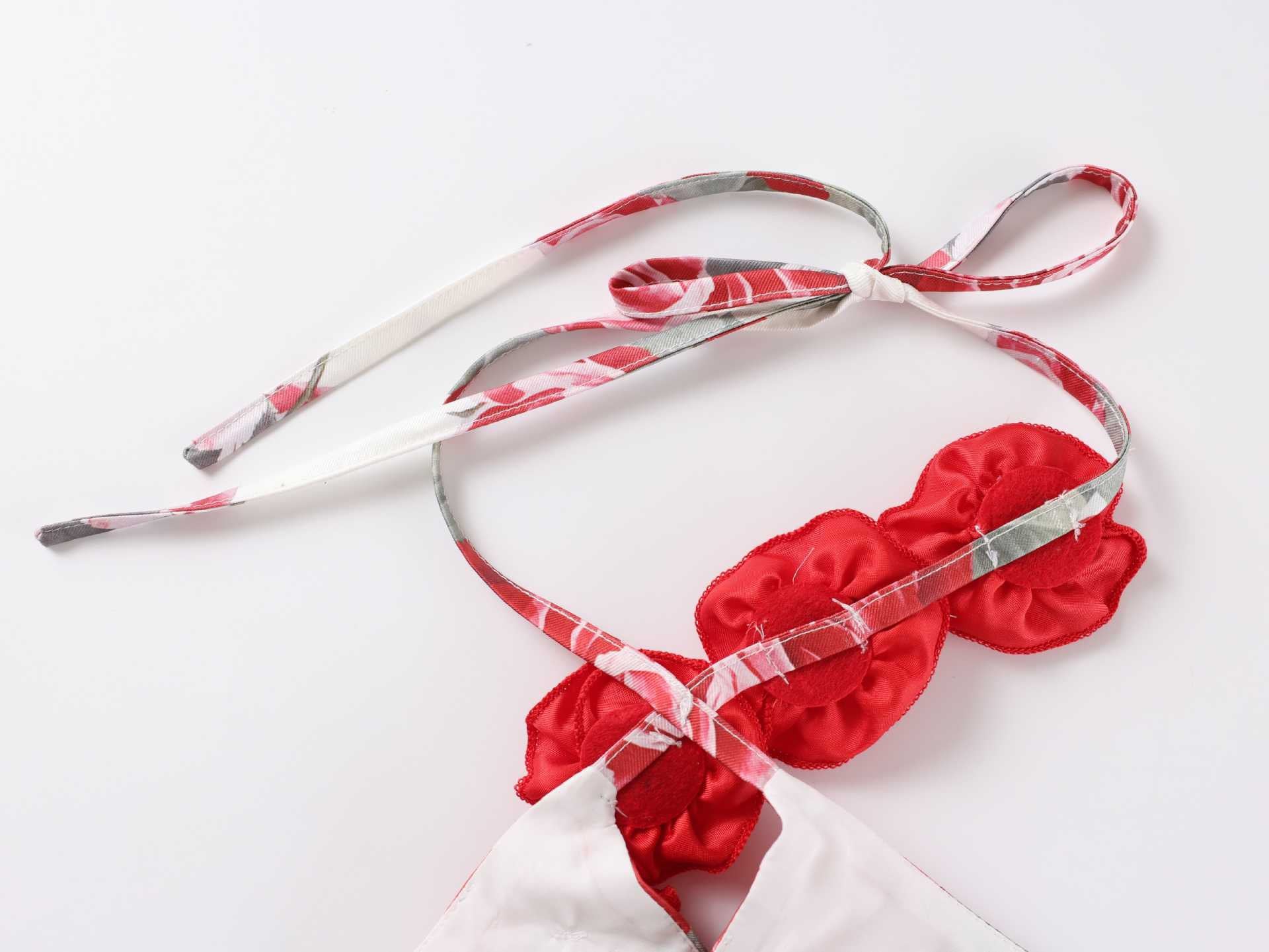 Satin Rosette Decor Halter Long Dress