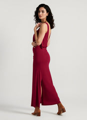 Solid Color Halter V-Neck Backless Maxi Dress