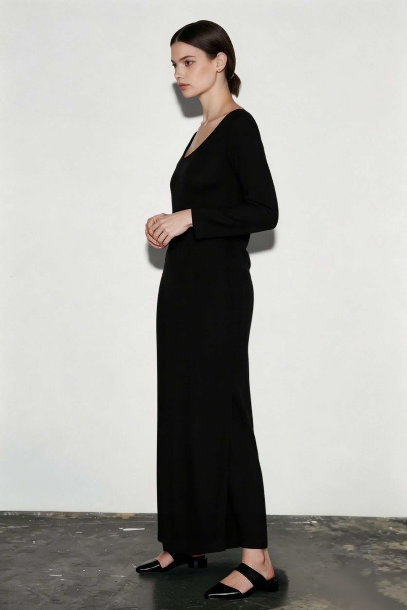 Basics Solid Long Sleeve Bodycon Maxi women Midi Dresses