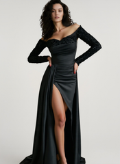 Long Sleeve Sequin Evening Gown Prom Dress