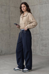Quick Dry Cargo Wide Leg Cuffed Pants