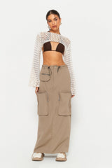 Crochet Flared Sleeve Crop Smock Without Bra