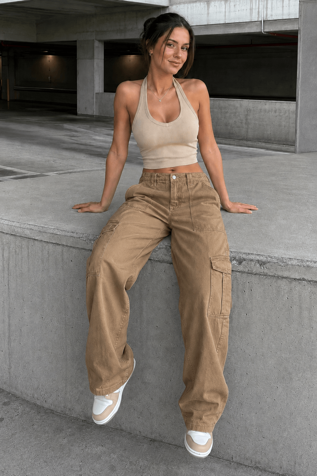 Denim Street Multi-Pocket High Waist Cargo Pants