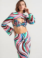 Push Up Bikini Set with Linen Three Piece Swimsuit
