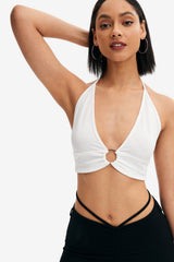 Plunging Neck O-Ring Front Backless Corset Top