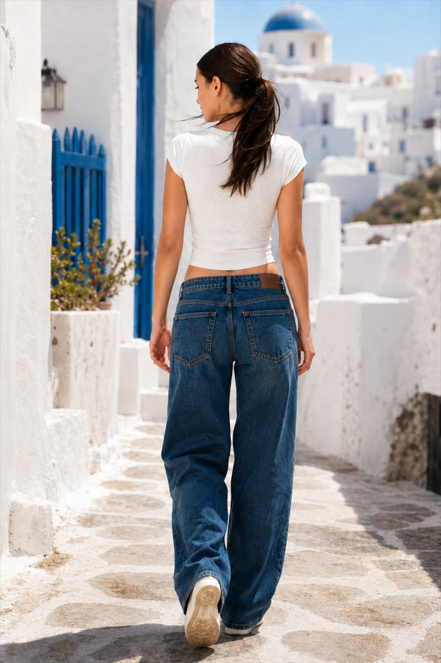 Vintage Washed Stretchy Straight Leg Jeans
