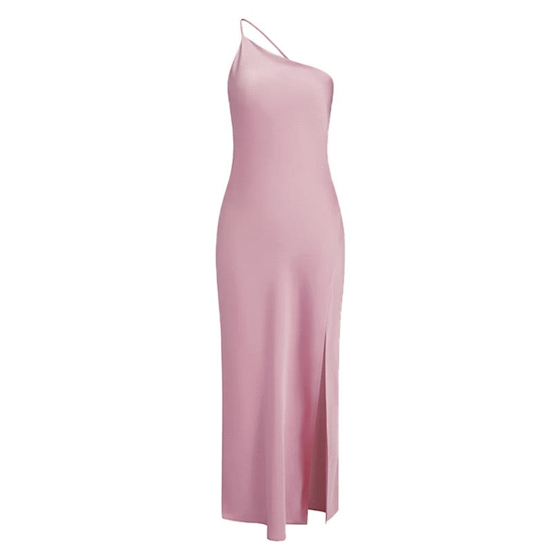 Satin Backless Split Thigh Long Dress
