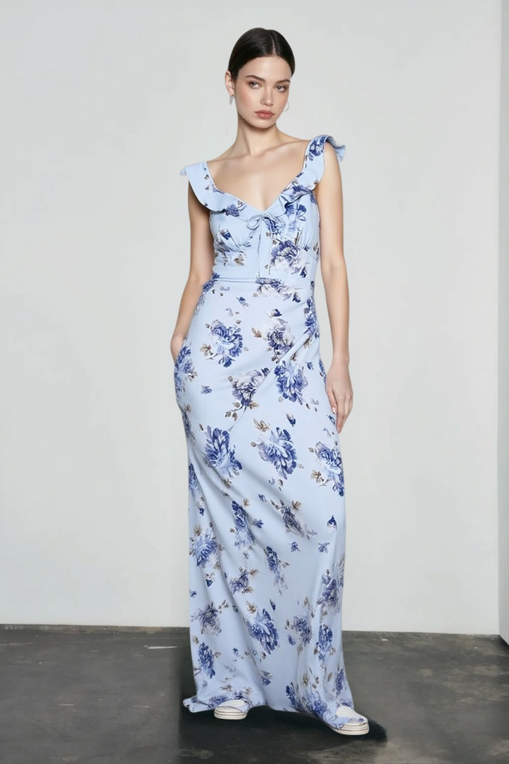 Low Cut Printed Cami Bodycon Vacation Dress