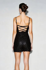 V-Neck Sequin Spaghetti Strap Party Dress