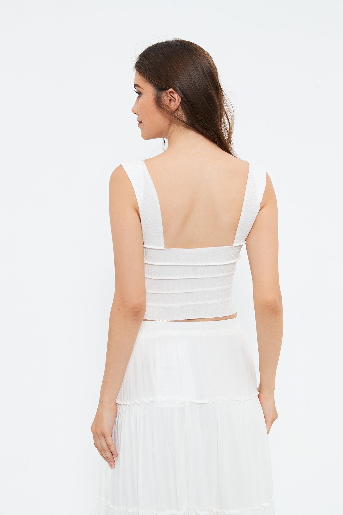 Sweetheart Seam Detail Cinched Waist Tank Top