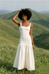 Vintage Sleeveless Square Neck Ruched Cocktail Dress