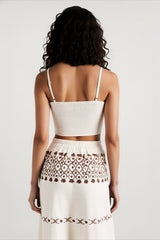 Bohemian vacation positioning printed beach women's suit, fringed webbing suspender top skirt two-piece set