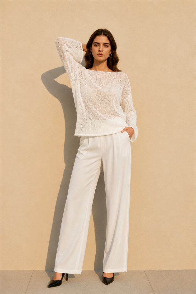 Hollow Out Bell Sleeve Knit Sweater