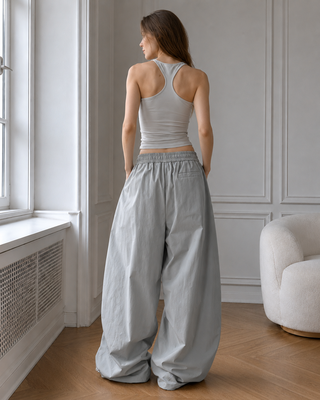 High-Waisted Loose Wide-Leg Cargo Pants