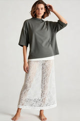 Crochet Lace Slit Bodycon Skirt