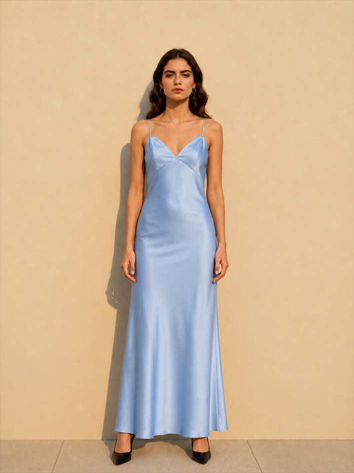 Satin Backless Tie Party Dress
