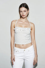 Polka Dot Ruched Halter Cami Top