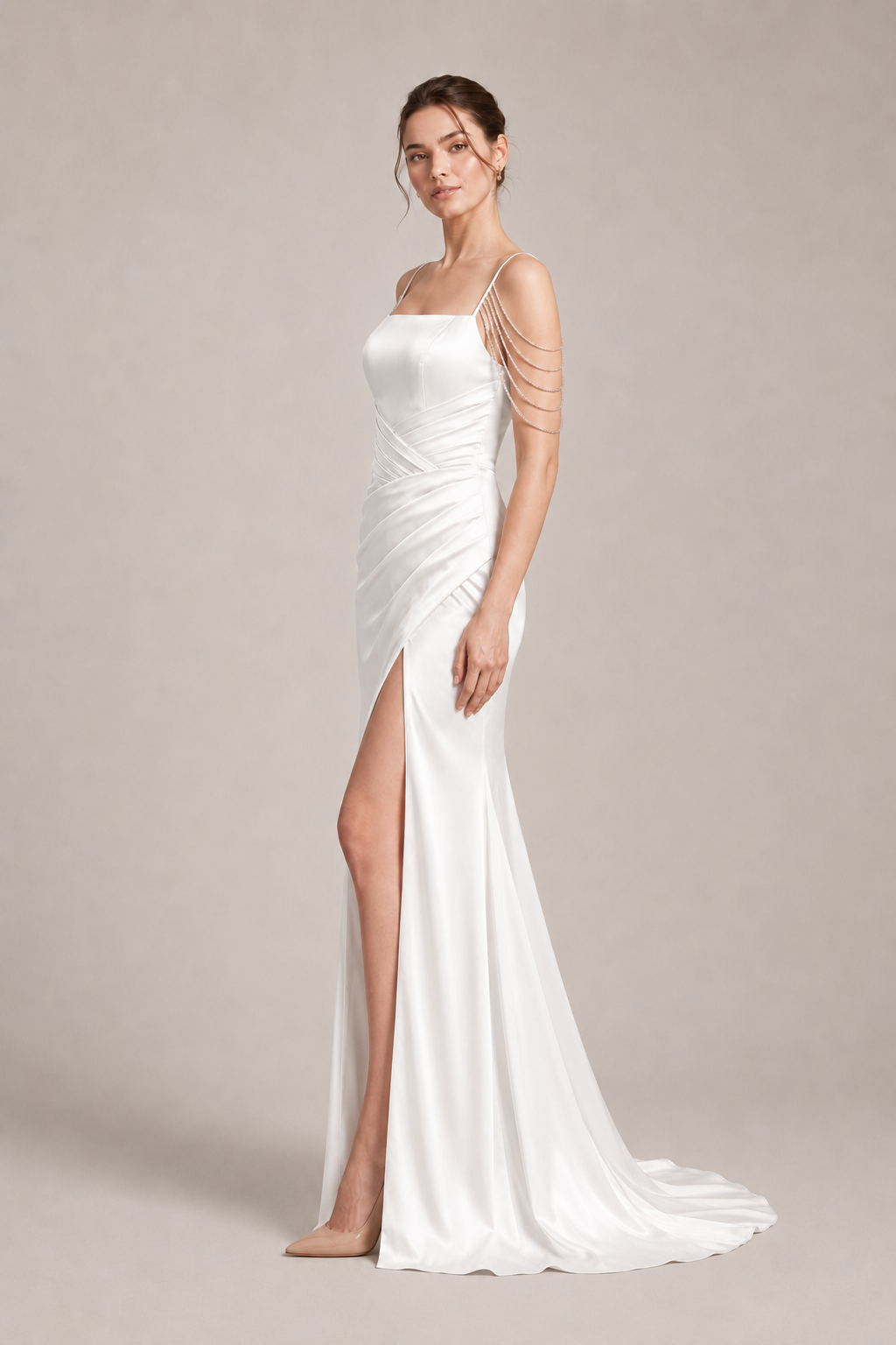 Satin Spaghetti Strap Mermaid Party Dress