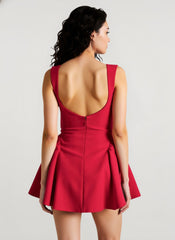 Solid Sleeveless Sexy Backless Mini Dress