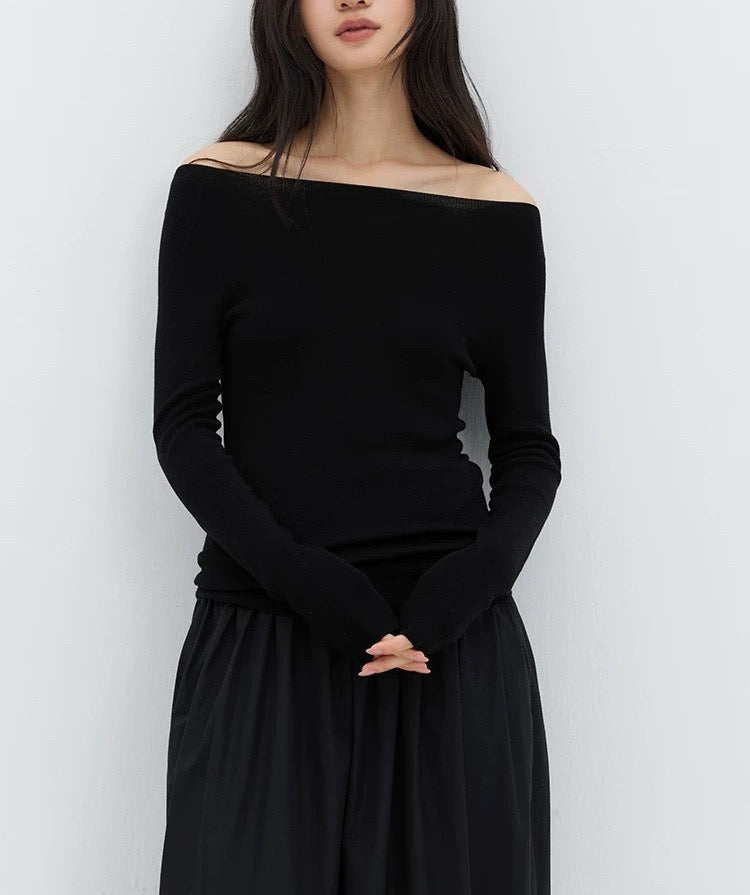 Wool-Blend Hem Knit Top